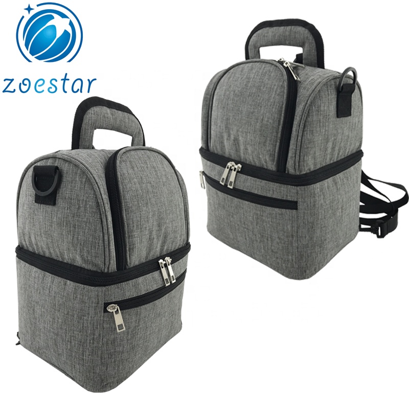 Portable Two Decks Insulated Lunch Backpack Food Lunch Container Holder Cooler Bag