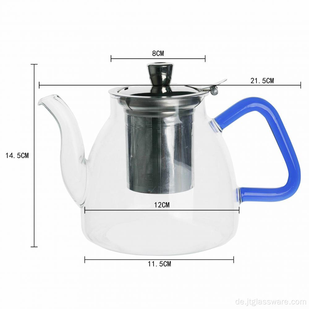 1.1LGlass Teekanne mit Edelstahl-Ei/Glas-Ei