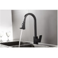 Stainless/Brass Black Kitchen Faucet with Pull Down Sprayer Lead-Free Single Handle