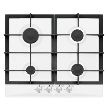 White 4-Burner Gas Hob Stainless Steel