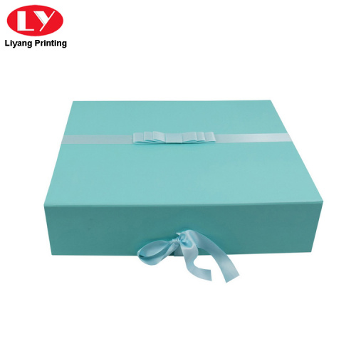 Folding paper box gift box with ribbon