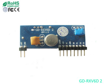 RF 433.92 MHz Wireless Receiver (GD-RXV6D2) , Can Learn 1000PCS Remotes