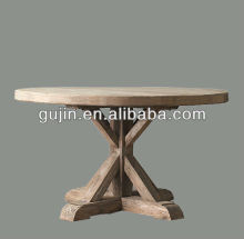 Distressed Trestle Round Dining Table