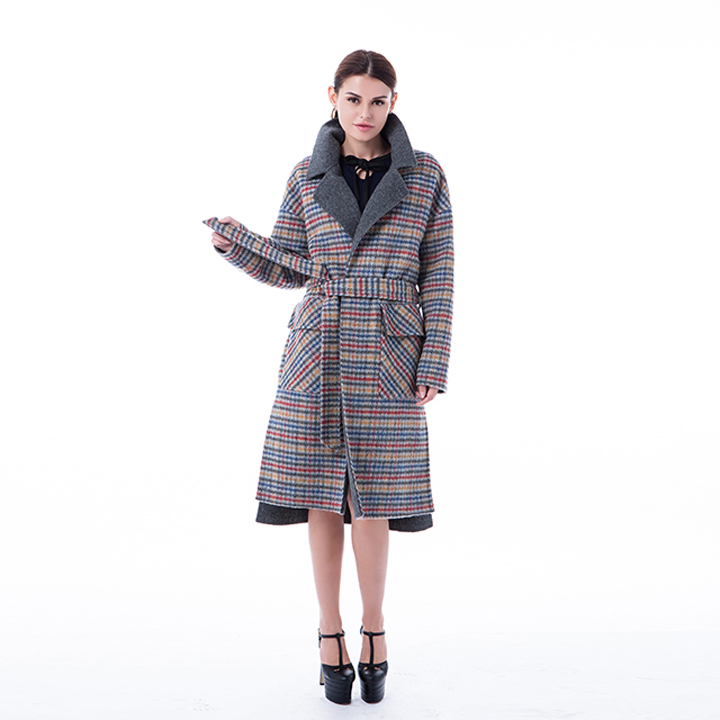 Vogue coloured checked cashmere overcoat