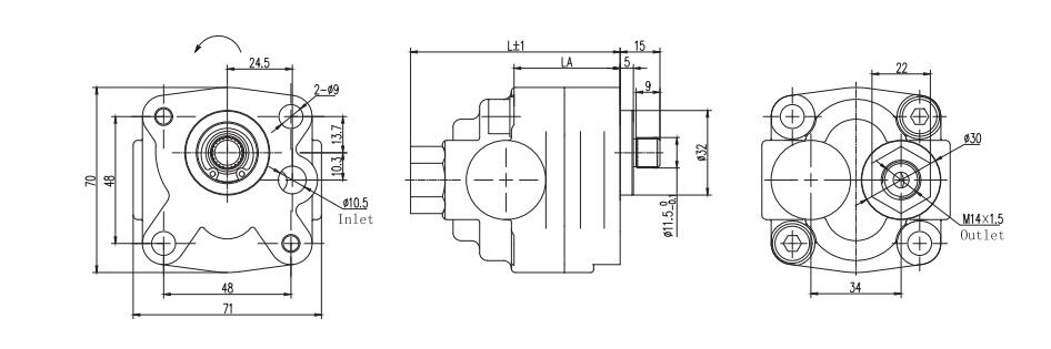 1HPF**L147S93SP4LFB Dimension