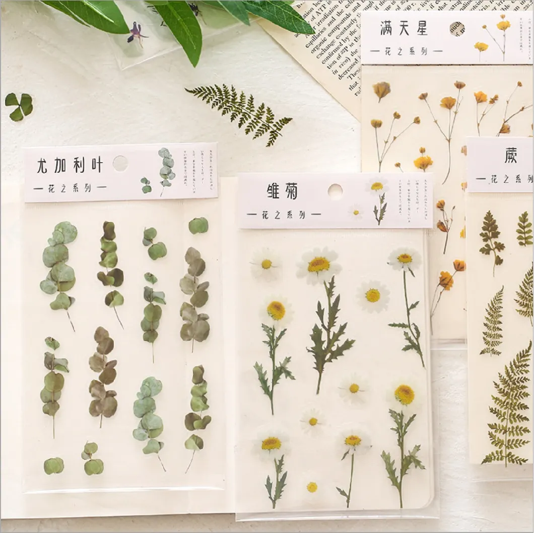 Pet Transparent Material Self-Adhesive Flower Sticker