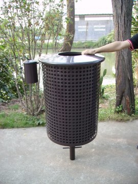 Pedestal embedded mount garbage waste bin galvanized steel outdoor garbage bin