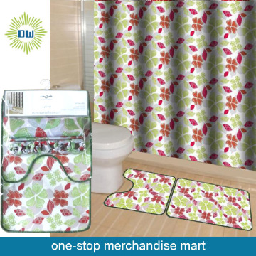 Waterproof Polyester Shower Curtain With Bath Mat Set