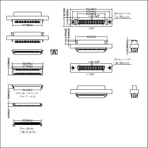 1.27mm Series Pin Type 50P Panel Mount Recept 1.27mm Series Pin Type 50P Panel Mount Recept
