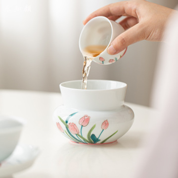 Hand-Painted Tulip Jianshui Ceramic Kung Fu Tea Set