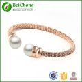 Jahrgang Perlen Armbänder Armreifen für Damen Rose gold gefüllt rostfreier Stahl Armband