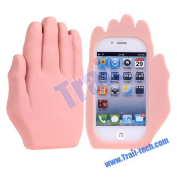 Special Style Hand Finger Shape Silicone case for iPhone 4,iPhone 4S (Pink)