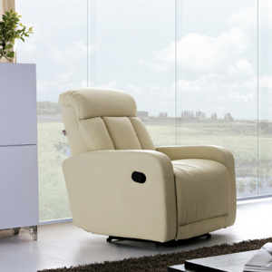 Armchair Recliner Single Beige Genuine Leather Sofa