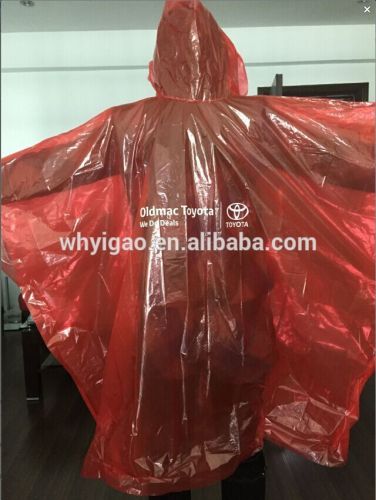 Logo print transparent disposable rain poncho with hood