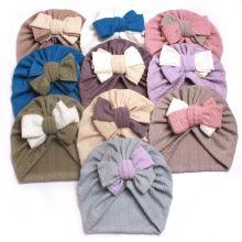 Stylish Toddler Headwear: Bowknot Beanies & Turban Bunners in Contrast Colors
