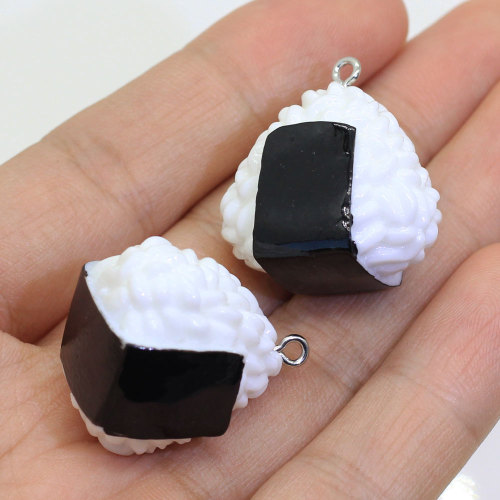 New Charm Triangle Rice Ball Shaped Resin Cabochon Kawaii Beads Slime DIY Keychain Decor Necklace Ornaments