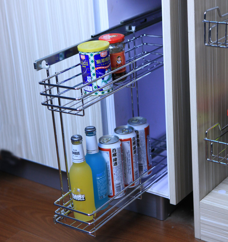 Foshan kitchen new type slide mount organizing empty food storage small wire storage baskets