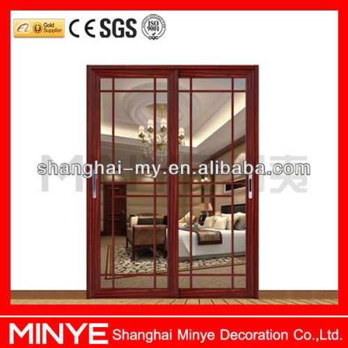 Factory Price Wood grid door /Wooden Window Frames Designs/Office Use Wood Grain Finish Aluminum Window