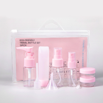Mini 9-Piece Plastic Travel Set: Portable Cosmetic Packaging and Container Bottle