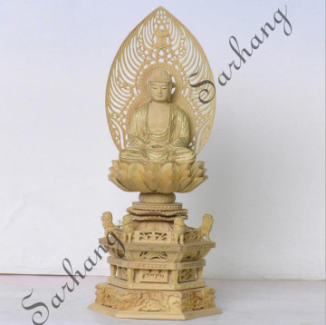 Temple decoration golden marble standing Buddha statue
