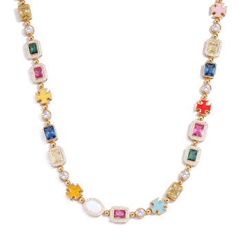 GOLDIX 10mm Multi-Color Bling CZ Chain Necklace
