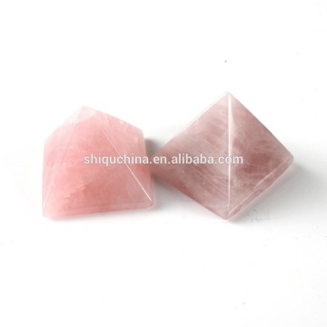 Natural rock stone carved crystal pyramids, topaz pyramids, pink quartz crystal pyramids carvings