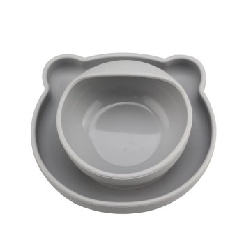 Bol de bébé en silicone en forme d&#39;ours gris