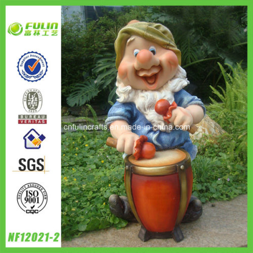 Estatua de resina de Gnome músico serie jardín (NF12021-2)