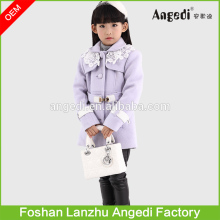 Fashion Style Girls Tweed Coat Jacket Lace and Belt designed Kid Coat