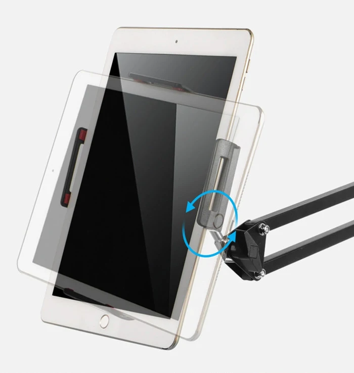 90cm Extended Metal Bed Clamp Tablet Mobile Phone Holder Mount