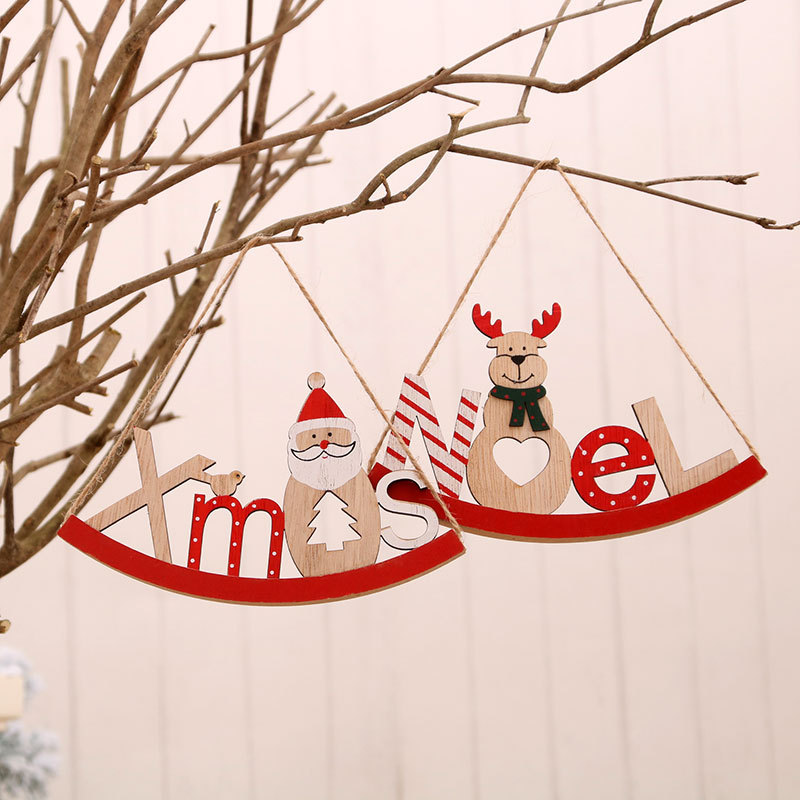 Multi Styles Printed Christmas Wooden Pendants Ornaments Wood Craft Gifts DIY Hanging Ornaments Christmas Decorations