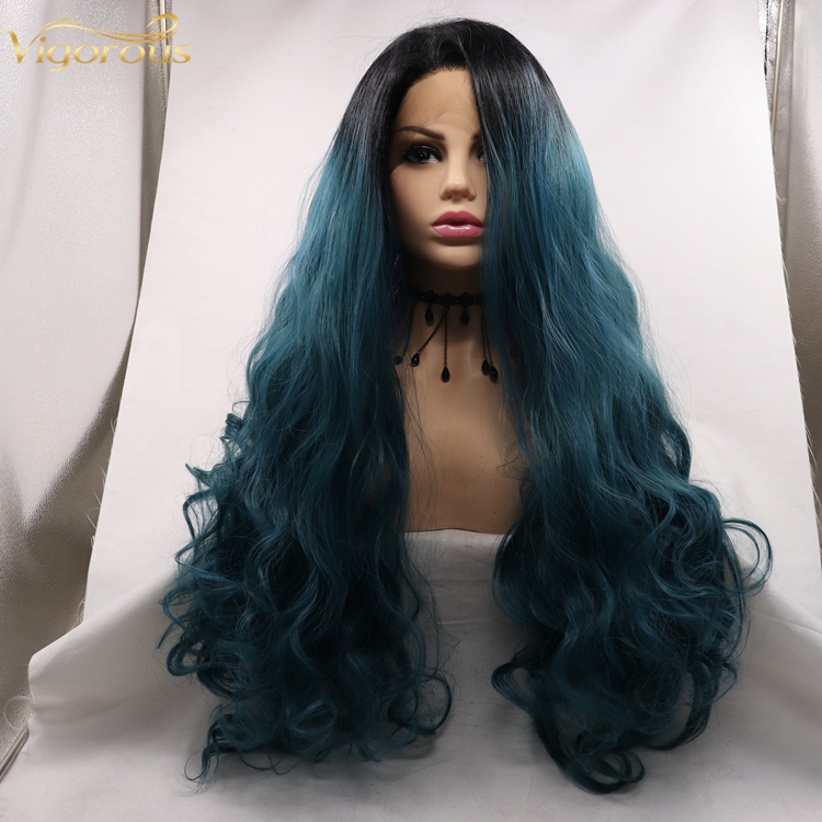 Hot Sale Synthetic Lace Front Wig For Women Black Body Wave Wig Heat Resistant Fiber Hair Wigs Side Part Hairline