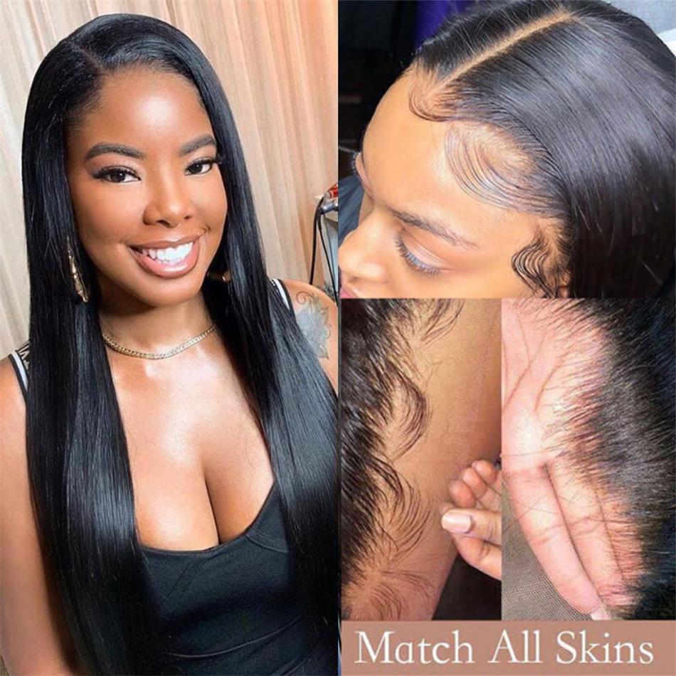 Raw Silky Straight 4*4 13*4 150% 180% 200% Density Brazilian Virgin Hair 10-30 Inches Wigs