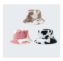 Autumn Winter New Cow Pattern Warm Bucket Hat for Women