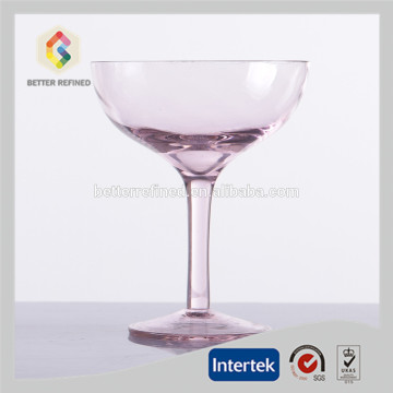 Blown Stemmed Pink Cocktail Glass Cup