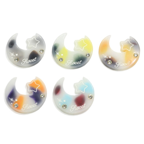 Nouveau Design Multi couleurs résine douce étoile lune Cabochon perles 100 pièces bricolage Art déco enfants Scrapbook ornement boutique