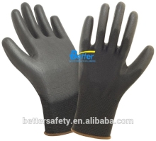13 Guage Black Nylon PU Glove