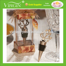 Cheap Golden maple leaf shape wine bottle stoppers for gift items