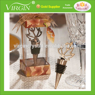 Cheap Golden maple leaf shape wine bottle stoppers for gift items