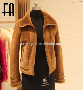 Factory direct wholesale fashion lady"s wool sheared fur jacket