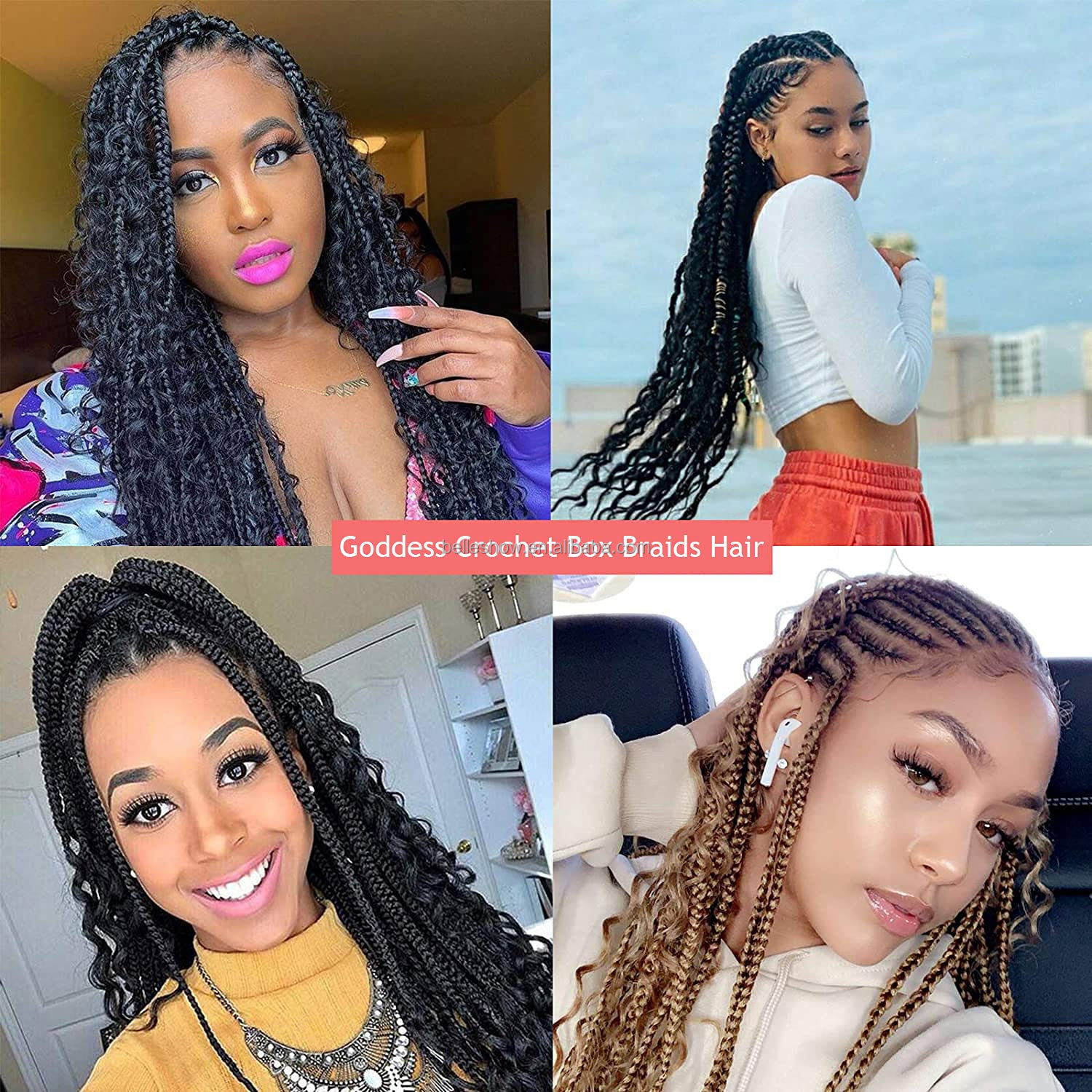 Crochet Box Braids Hair with Curly Ends Prelooped Bohemian Goddess Box Braids