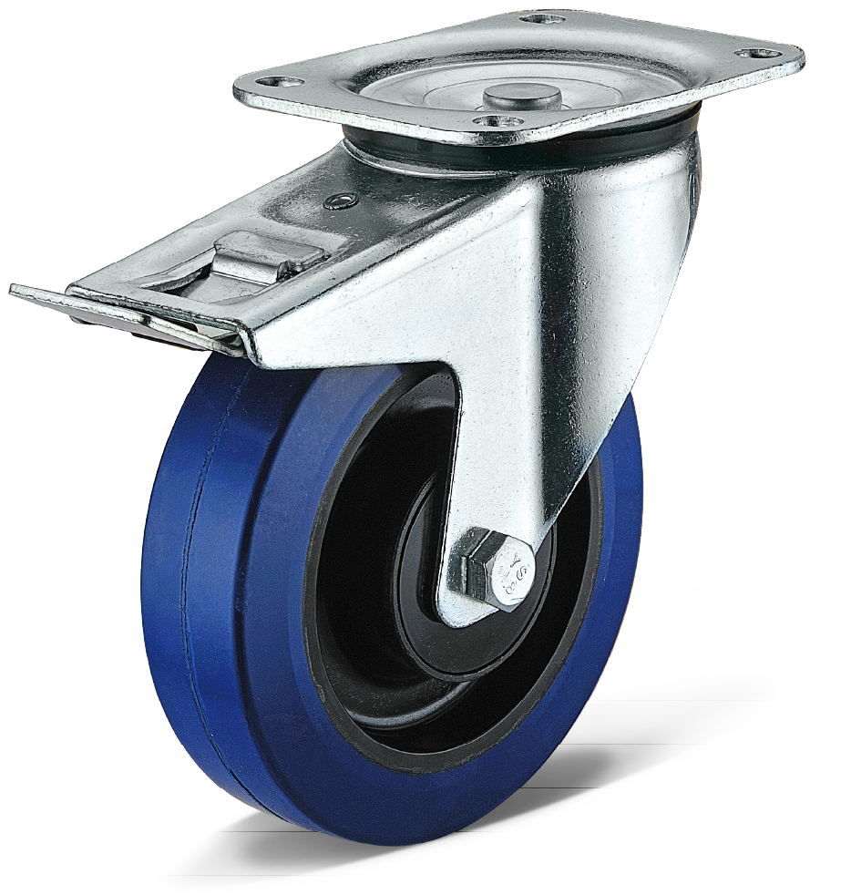 Elastic Rubber Movable Double Brake Casters