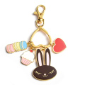 Metal Hard Enamel Rabbit Heart Charms Cartoon Keychain