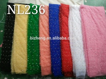 Nigerian party beads sequined lace African French net lace fabric
