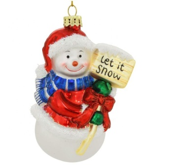 colored snowman with sign glass christmas ornament