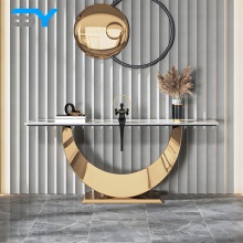 SIYANG Stainless Steel Hallway Console Tables with Black Base and Marble Top