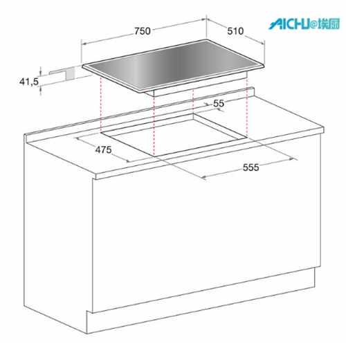 Stove For Integral Kitchen 5 Burner