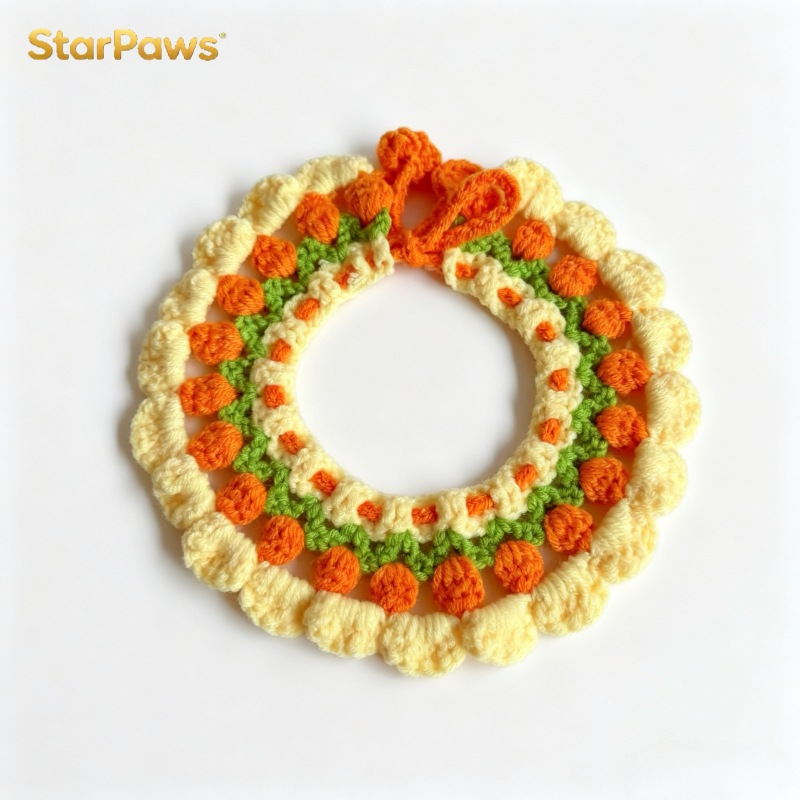 Handmade Knitted Pet Collar & Bandana Set