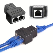 1 to 2 Dual Female RJ45 Connector Ethernet Lan Network RJ45 Coupler Splitter Adapter