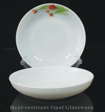 Glass Plate White Jade Plate-7" Shallow Bowl
